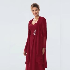 Azazie burgundy long-sleeved wrap